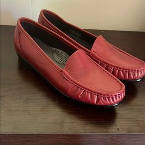 SAS Red Leather Loafers Comfortable Flats